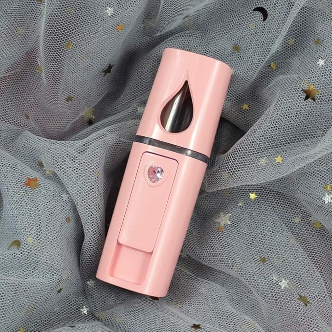 2 Pack Nano Facial Mister 20ml Mini Face Humidifier Portable Facial Sprayer USB Rechargeable Handy Skin Care Machine Moisturizing & Hydrating for Face, Makeup, Eyelash Extensions (Pink + Pink)