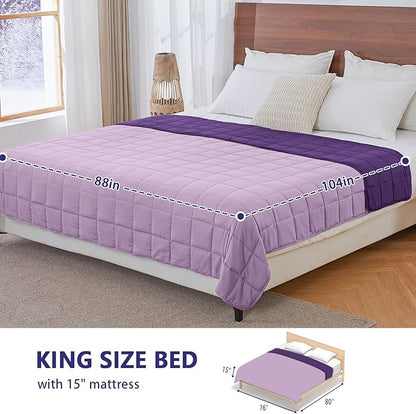 yescool Weighted Blanket for Adults (20 lbs, 88” x 104”, Purple) Cooling Heavy Blanket for Sleeping Perfect for 190-210 lbs, Queen Size Breathable Blanket with Premium Glass Bead, Machine Washable