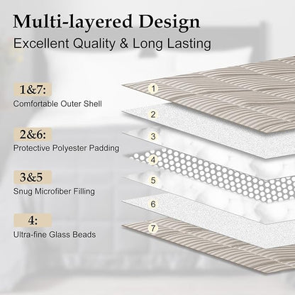 downluxe Weighted Blanket Queen Size, 15 lb Weighted Blanket with Glass Beads for All Season, Machine Washable Heavy Blanket (Sand, 90 X 90 Inch)
