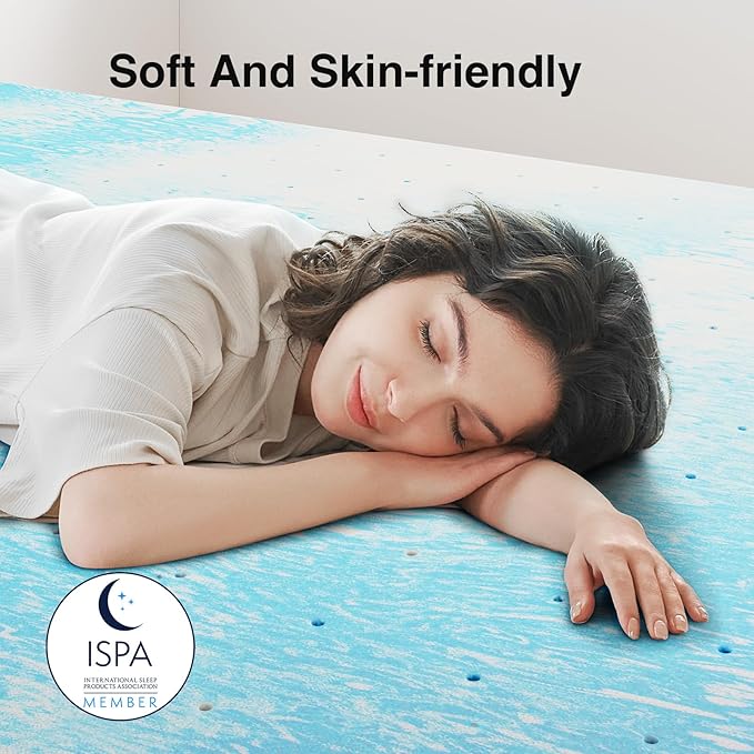 Novilla Full Memory Foam Mattress Topper 3 Inch, Cooling Gel Infused, Ventilated Pressure Relief Pad, Medium Comfort for Sofa, RV, Camper, Dorm Room
