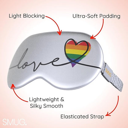 SMUG Satin Sleep Mask - Travel, Night Shift, Sleeping Eye Mask for Women & Men - Soft to Nourish Skin, & Reduce Dark Circles - Deep Dream Sleep Aid Eye Cover to Block Out Light - Pride Love