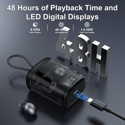2026 Sleep Earbuds Bluetooth 6.0 in Ear, Mini Sleep Headphones with Sleep Monitor and APP, Small Earplugs for Side Sleepers, 48H Playtime Sleep Earphones with Sleep Mode, Personal Alarm, Black