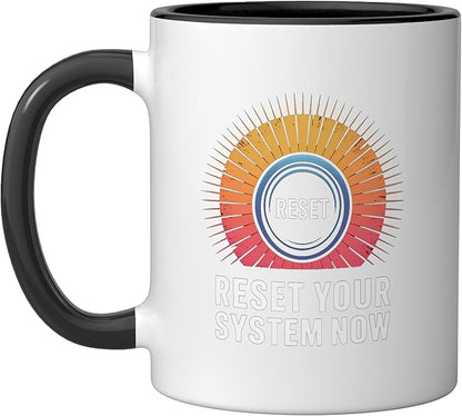 Relaxation Breathing Vagus Nerve Stimulation, Stress Relief Ceramic Mug, Black/White
