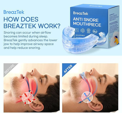 Anti Snore Mouthpiece: FDA Cleared Snoring Aid - Helps Reduce Snoring During Sleep for Men and Women (Lightblue)