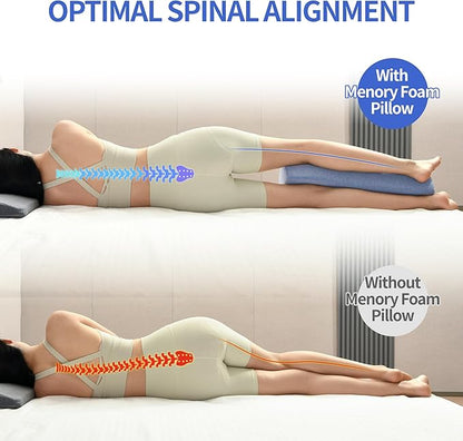 Knee Pillow for Back Sleeping, Gel Memory Foam Leg Pillow for Back Pain, Under Leg Support for Sleeping, Half Moon Bolster Pillow
