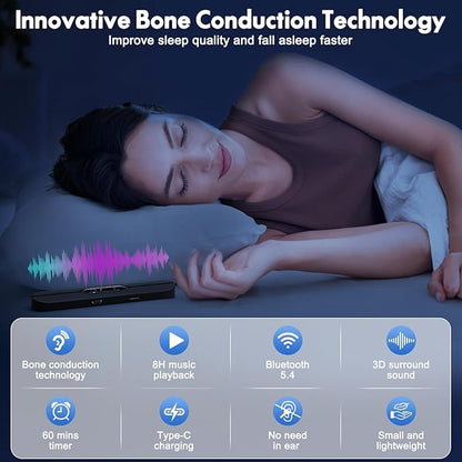 Pillow Speakers for Sleeping, Mini Portable Bluetooth Bone Conduction Under Pillow Sleep Speaker with Stereo Bass, Sleep Aid Speaker with 10 White Noise, Volume Control, TF Card Support, Timer