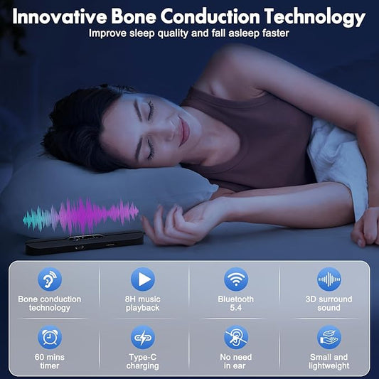 Pillow Speakers for Sleeping, Mini Portable Bluetooth Bone Conduction Under Pillow Sleep Speaker with Stereo Bass, Sleep Aid Speaker with 10 White Noise, Volume Control, TF Card Support, Timer