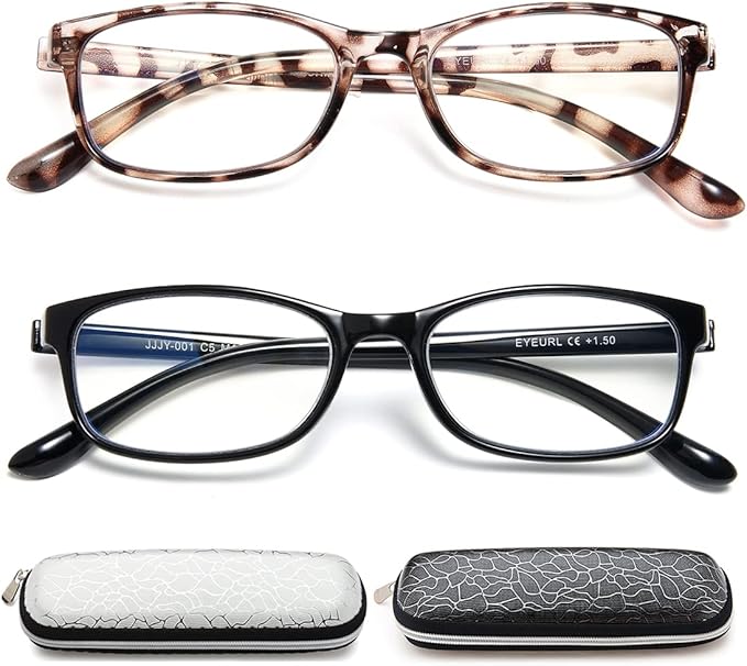 EYEURL Reading Glasses Womens Blue Light Blocking - 2 Pack Lightweight Computer Readers +0.75 Glare Blocking Ladies Eyeglass