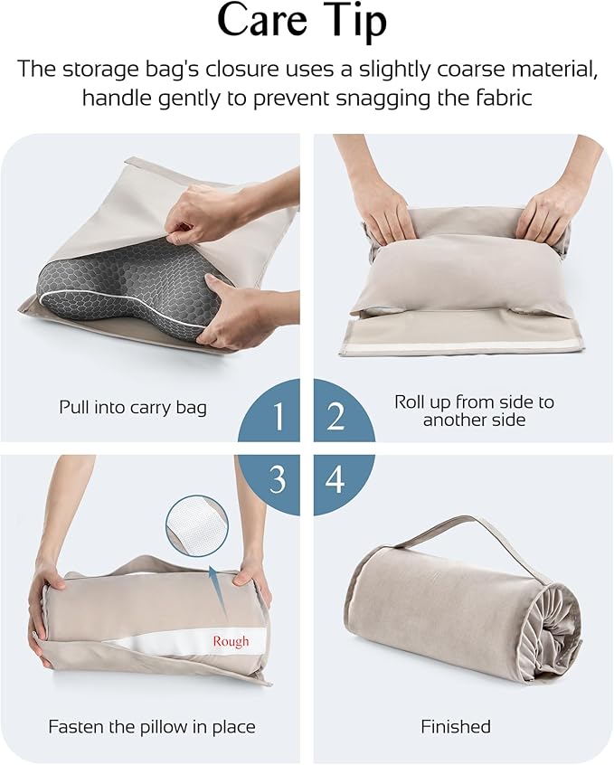 Travel Memory Foam CPAP Bed Pillow for Side & Back Sleepers, Portable Sleep Apnea Pillow with Storage Bag for All CPAP Masks Users, Washable Neck Support Pillow for Hotels Camping