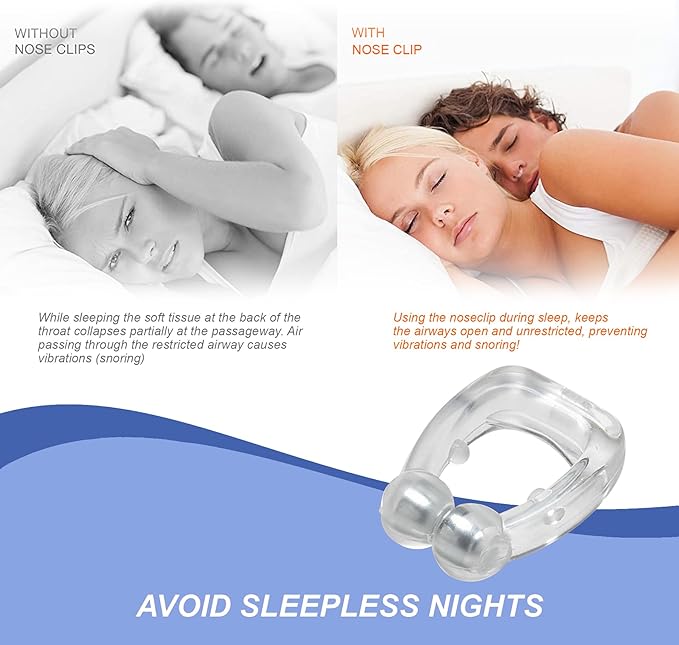 Pack of 6 Magnetic Anti-Snore Clips - Silicone Nose Clips - Reusable Snoring Solution for Nasal Snorers - Enjoy a More Peaceful Night's Sleep - by Mobi Lock