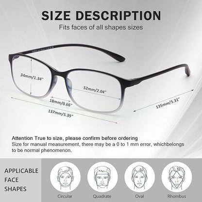 AQWANO 1.0 Computer Reading Glasses Men Women Blue Light Blocking, Lightweight TR90 Flexible Readers Glasses Anti Glare, 3 Pack No Rubber Frames