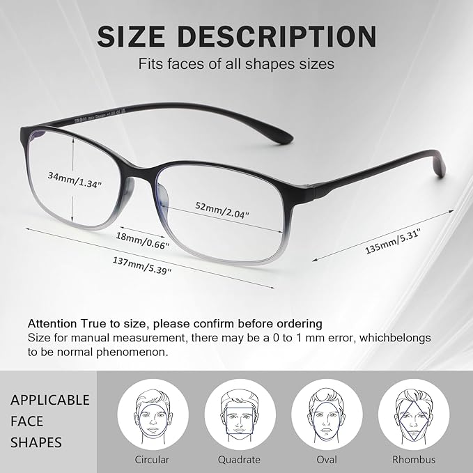 AQWANO 3.0 Reading Glasses Men Women Computer Blue Light Blocking, 3 Pack Lightweight TR90 Flexible Frame Comfort Durable Readers Glasses