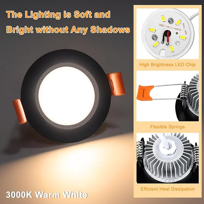 YGS-Tech 2 Inch LED Recessed Lighting, Dimmable Downlight 3W(35W Halogen Equivalent), CRI80, 4000K Natural White Ceiling Light with LED Driver(10 Pack)
