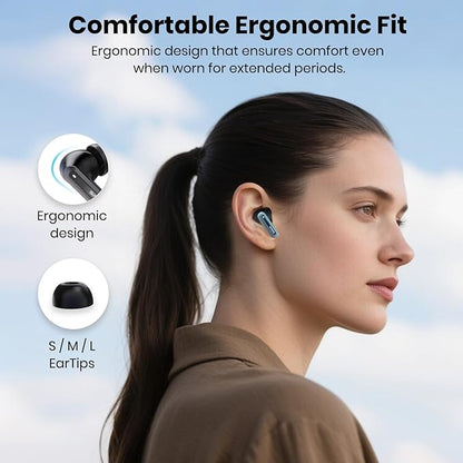 Bluetooth Headphones 5.4 Wireless Earbuds 2-in-1 Case and Phone Stand Noise Cancelling Earbuds Powerful Bass in-Ear Bluetooth 70H Playtime 35dB Hybrid ANC Waterproof for Sports/Workout Gray