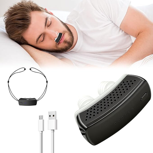 Anti Snoring Devices, Electric Snoring Solution with Adjustable Security Strap, Adjustable 6-Speed, Universal Fit for All Nose Shapes, Portable Sleep Apnea Devices for Men & Women (Charcoal Black)