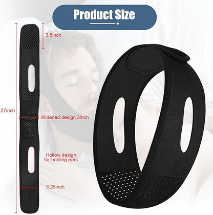Chin Strap for Sleeping - Anti Snoring Devices - Comfortable Stop Snoring Solution - Adjustable Breathable Sleep Apnea Devices - Simple and Effective Anti Snoring Chin Strap (Black)-GQXBD001