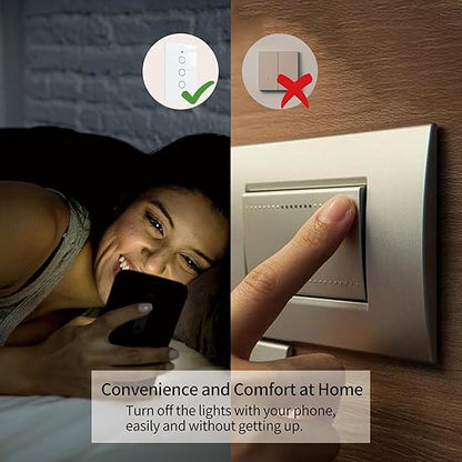Wi-Fi Light Switch - 2.4GHz Smart Switch with Alexa & Google Assistant - Single Pole, Remote Control, Schedule - Neutral Wire Required
