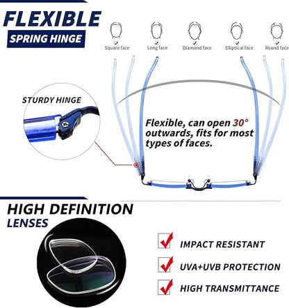 JJWELL 3 Pack Blue Light Blocking Reading Glasses for Women, Tinted UV Readers