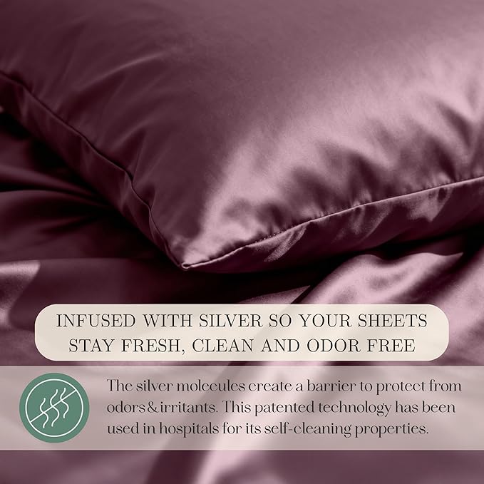 Eucalyptus Sheets - Infused with Silver for Anti-Odor, Softer Than Silk Fibers, More Cooling Than Cotton - Perfect for Hot Sleepers & Sensitive Skin - 100% Tencel Lyocell - Cali-King Sheet Set