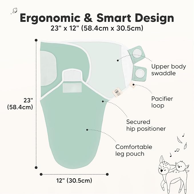 3-Pack Organic Baby Swaddle Sleep Sacks - Swaddles for Newborns, Infant 0-3 Months, Baby Girls, Boys, Soft & Snug Newborn Sleep Sack, Nursery Swaddling Blankets (Sage, OS)