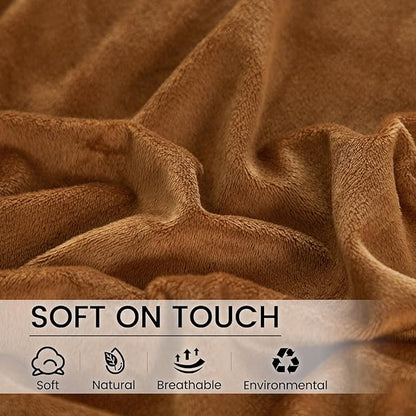PHF Super Soft Velvet Zippered Body Pillowcase, No Insert, 1 Pack Luxury Cozy Warm Pillow Sham Cover with Zipper, 20"X 54" Long Cozy Fuzzy Flannel Pillow Case, Brownish Camel