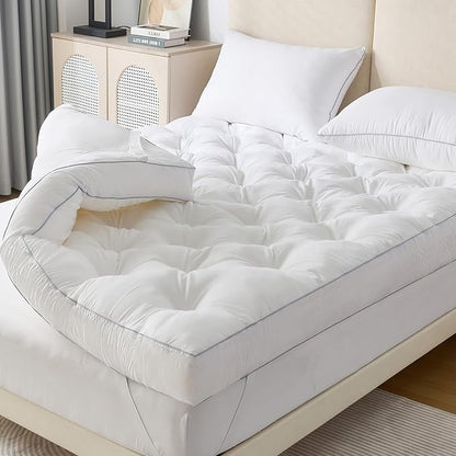 SHOUREN 5 Inch Memory Foam Mattress Topper Queen for Back Pain Relief, Extra Thick Gel Memory Foam Bed Topper, Soft Fluffy Supportive Pressure Relief Mattress Pad, 80"x60"