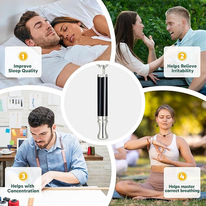 Breathe Free Necklace, Natural Stone Breathing Necklace for Stress Relief, Mindfulness and Relaxation, Anxiety Necklace Mindful Breathefree Calm Tool with Plant Cores, Portable Wellness Gift for Adult