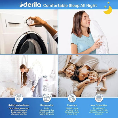 Derila Queen Size Pillowcase | Designed to Keep Your Memory Foam Pillow Covered and Protected with This Crisp, Clean, White Pillowcase Made from Premium Materials