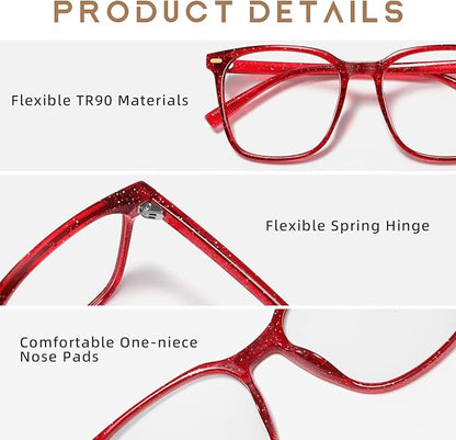 Oversized Square Blue Light Blocking Glasses for Women Men, Anti-Fatigue Computer Monitor Glasses Reduce Eye Strain