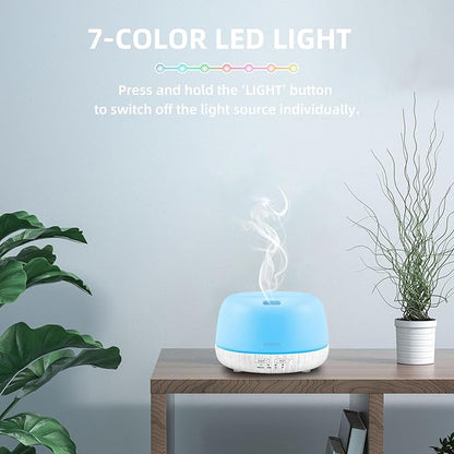 300ML Essential Oil Diffuser with Remote Control, Aromatherapy Diffuser with 7-Color Changing LED Light for Bedroom, Home