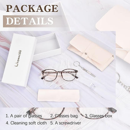 FONHCOO Blue Light Blocking Glasses Women Men Computer Eyeglasses,TR90 Fashion Round Transparent Anti Blue Light Glasses with Anti Eyestrain & UV Glare for Gaming & Reading (Tortoise)