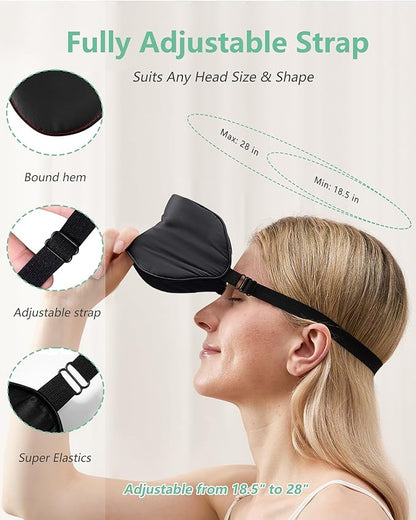 BeeVines 100% Real Mulberry Silk 2 Pack Sleep Mask, Pure Silk Eye Masks with Adjustable Strap for Sleeping, 100% Block Light Eye Shade Cover, Reduces Puffy Eyes Traveling Gifts(Black & Galaxy Grey)