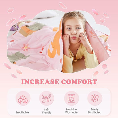 HOSUKKO Weighted Blanket - 3 lbs Pink Cat Heavy Blanket - Small Size Breathable Blanket(20 * 30 inches, 3 lbs)
