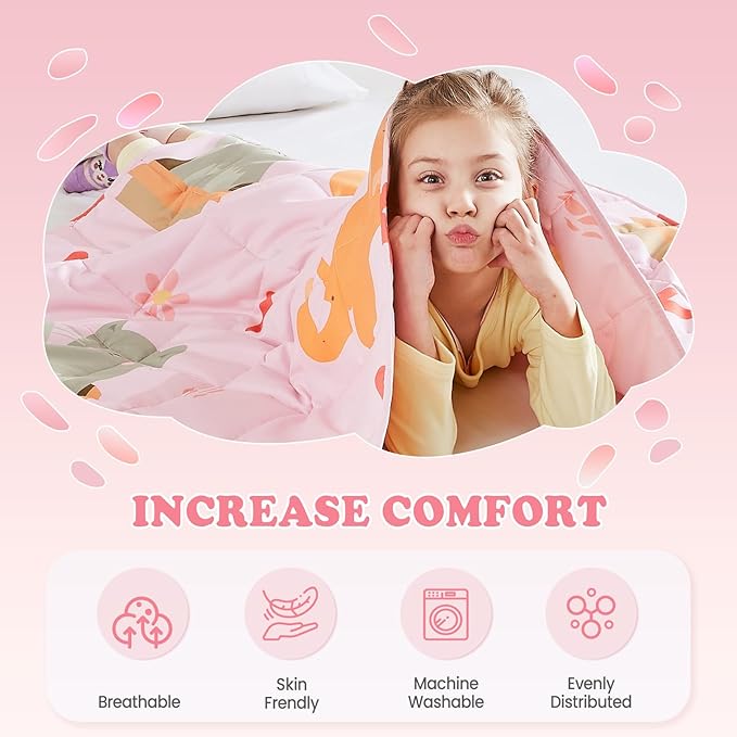 HOSUKKO Weighted Blanket - 2 lbs Pink Cat Heavy Lap Indoor - Small Size Breathable Blanket(36 * 48 inches, 2 lbs)