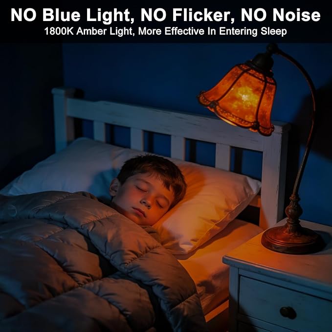 Amber Sleep Light Bulbs 1800K with Remote Control, E26 Blue Light Blocking A19, 12W LED Color Changing Bulb for Sleep Therapy, Baby Nursery, Reading Light