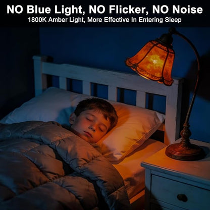 Amber Sleep Light Bulbs 1800K with Remote Control, E26 Blue Light Blocking A19, 12W LED Color Changing Bulb for Sleep Therapy, Baby Nursery, Reading Light