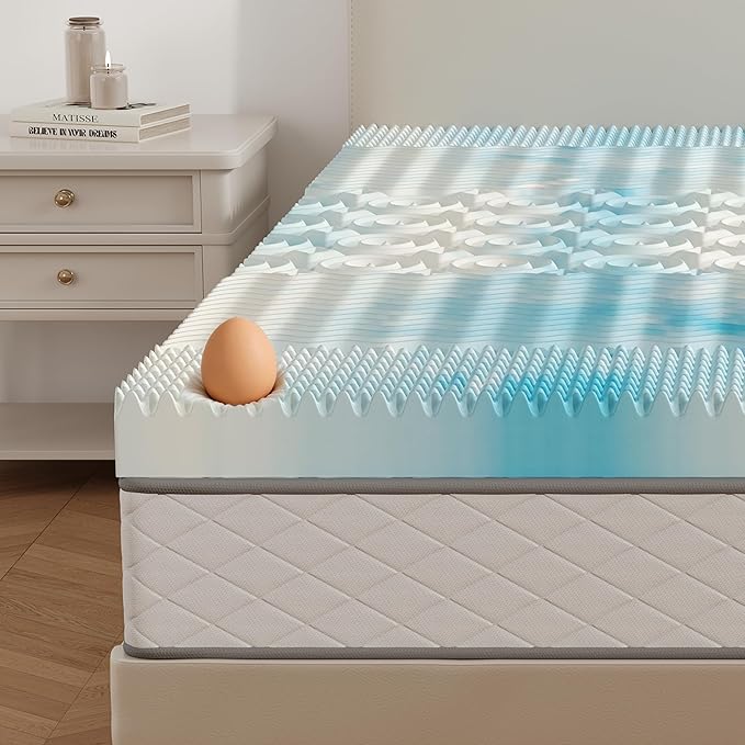 NEWBULIG 2 Inch Egg Crate Memory Foam Mattress Topper Twin Size, Soft Mattress Pad for Back Pain Relief, Bed Topper, CertiPUR-US Certified