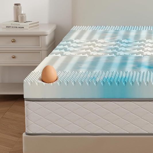 NEWBULIG 2 Inch Egg Crate Memory Foam Mattress Topper Twin Size, Soft Mattress Pad for Back Pain Relief, Bed Topper, CertiPUR-US Certified
