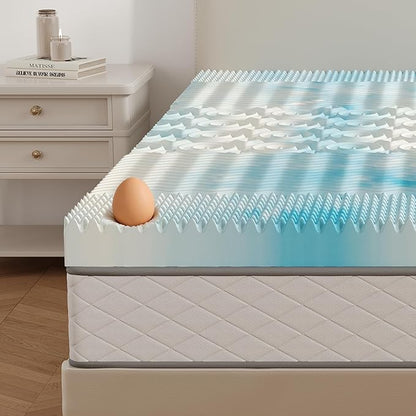 NEWBULIG 4 Inch Egg Crate Memory Foam Mattress Topper Twin Size, Soft Mattress Pad for Back Pain Relief, Bed Topper, CertiPUR-US Certified
