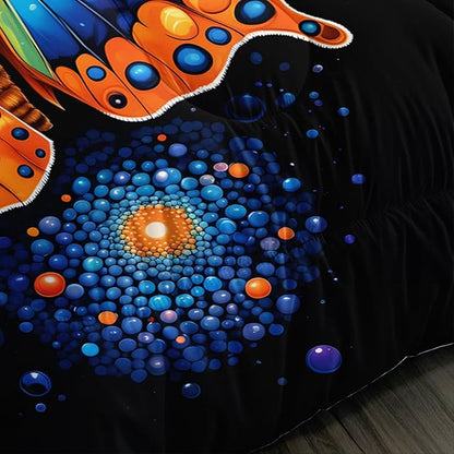 Gothic Butterfly Bedding Set Twin Size,Colorful Granular Ball Printed Bedding Comforter Sets,Insect Themed Comforter Set for Kids Girls Boys,Aesthetic Bedding Sets with 2 Pillowcases.