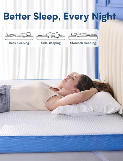 Extra Firm Mattress Topper King Size, 2026 Upgraded 3 Inch 7-Zone Egg Crate Cooling Gel Memory Foam Bed Topper for Pressure Relief and Back Pain, Bamboo Charcoal Mattress Pad, Washable Cover