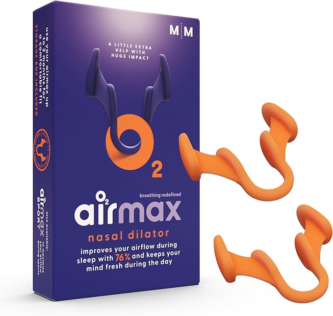 AIRMAX Nasal dilators for Sleeping - 76% More Airflow - Anti snoring Devices - Breathe Freely Through The Nose - Sinus Relief, Relief and snoring Solution - 2X Medium Orange - 6 Month Relief