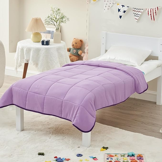 yescool Weighted Blanket (5 lbs, 36" x 48", Purple) Cooling Heavy Blanket for Children Aged 5 and Above, 40-60 lbs, Throw Size Breathable Blanket with Premium Glass Bead, Machine Washable