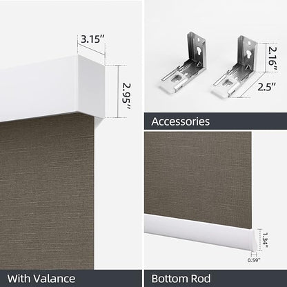 ZSTARR Motorized Blackout Window Blinds Remote Control Automated Window Blinds Rechargeable Roller Shades Blinds with Valance,Customized Size (Dim Gray)