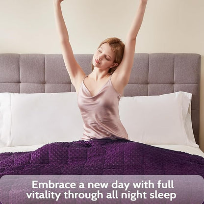 L'AGRATY Weighted Blanket for Adult - 60"x80" 20lbs Minky Dots Heavy Blanket with Glass Beads Soft Breathable for All-Season Summer Fall Winter Thick Comfort for Sleeping