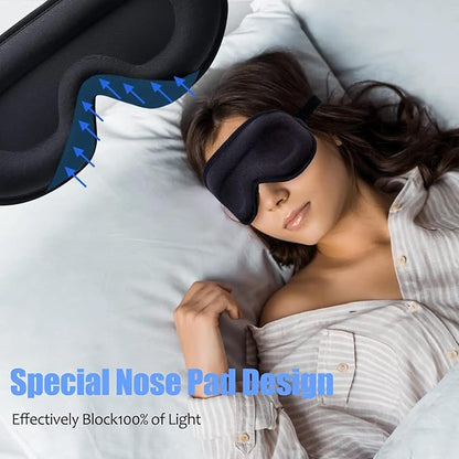 3D Sleep Mask for Men & Women – 100% Blackout Light, Soft & Smooth Eye Mask for Travel, Relaxation & Deep Sleeping, Breathable Comfort