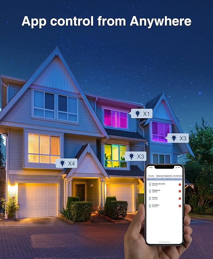 Smart Bulb, WiFi Light Bulbs, Color Changing Light Bulb, Compatible with Alexa & Google Assistant, A19 RGB Alexa Light Bulb, RGB+White, Dimmable LED Light Bulbs, 6 Pack, (WB5-6), Multicolor