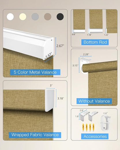 Motorized Roller Shade with Remote Control, Blackout Electric Shade for Windows Compatible with Alexa Google via Hub, Rechargeable Smart Window Blind Customized Size (Fabric Dark Coffee)