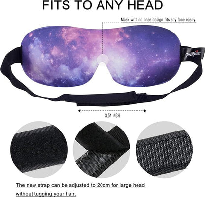 PrettyCare 3D Sleep Mask 2 Pack,Eye Mask for Sleeping 3D Contoured Sleeping Mask Blackout Out Light - Blindfold Airplane with Ear Plugs, Night Masks with Travel Bag (Ultra Purple and Black)