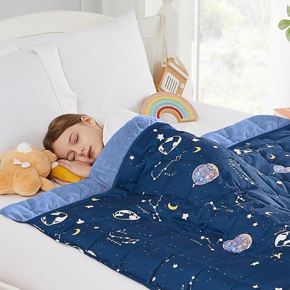 HOSUKKO Weighted Blanket - 3 lbs Cooling Navy Starry Sky Heavy Blanket - Small Size Breathable Blanket for Hot Sleepers(36 * 48 inches, 3 lbs)